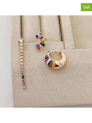 Nakkash 3-częściowy zestaw pozłacanych kolczyków z cyrkoniami