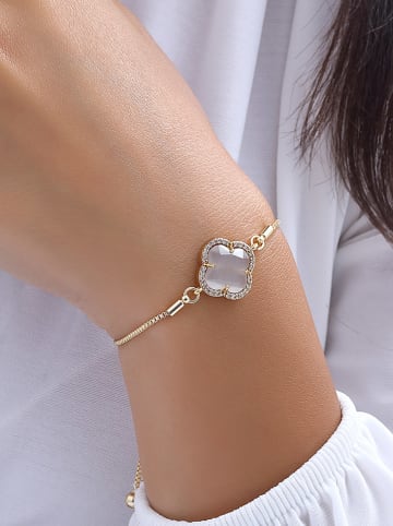 Nakkash Pozłacana bransoletka z cyrkoniami i masą perłową