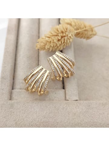 Nakkash Pozłacane kolczyki-wkrętki z cyrkoniami