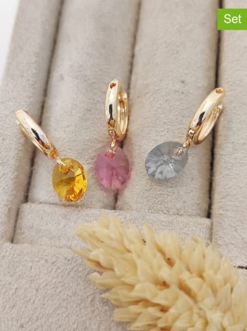 Nakkash 3er-Set: Creolen mit Ziersteinen