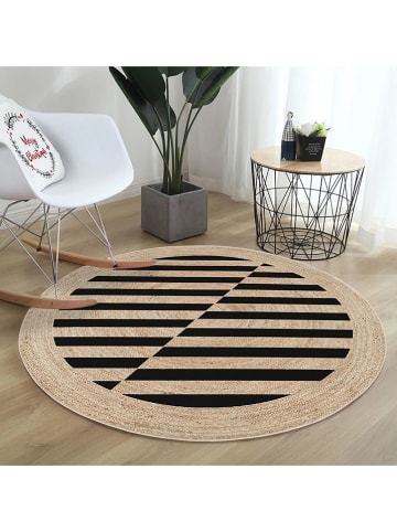 Conceptum Hypnose Baumwoll-Teppich ''Woopamuk530'' in Beige/ Schwarz