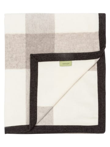 Lanerossi Wełniany koc "Abete" w kolorze jasnobrązowo-białym - 210 x 160 cm