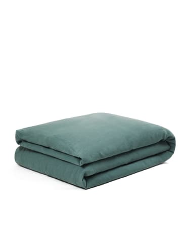 Lanerossi 2tlg. Leinen-Set: Bettlaken und Kissenhülle in Blau