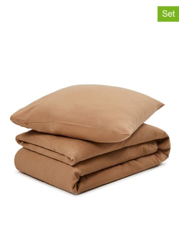 Lanerossi 2-delige linnenset: bedlaken en kussenhoes lichtbruin