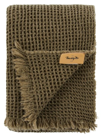 Lanerossi Wełniany koc "Maddalena" w kolorze khaki - 180 x 130 cm