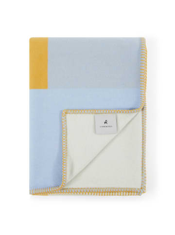 Lanerossi Wollen deken "Malmo" lichtblauw/geel - (L)180 x (B)130 cm