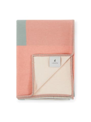 Lanerossi Wełniany koc "Malmo" w kolorze jasnoróżowo-zielonym - 180 x 130 cm