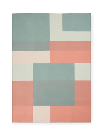 Lanerossi Wełniany koc "Malmo" w kolorze jasnoróżowo-zielonym - 180 x 130 cm