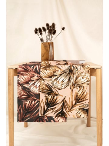 Magma Heimtex Bieżnik "Protea" w kolorze czarno-jasnobrązowym - 145 x 40 cm