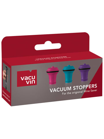 Vacu Vin 3er-Set: Weinstopper in Pink/ Blau/ Lila