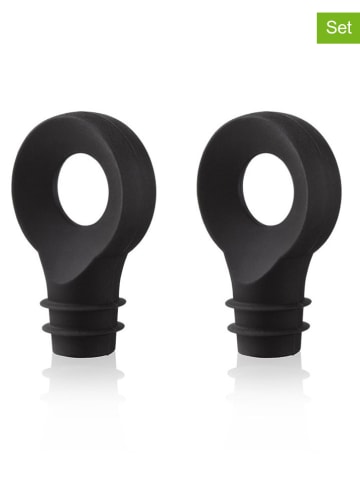 Vacu Vin 2er-Set: Flaschenverschlüsse in Schwarz - (L)5,6 cm
