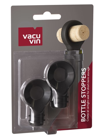 Vacu Vin Zakrętki (2 szt.) w kolorze czarnym do butelek - dł. 5,6 cm