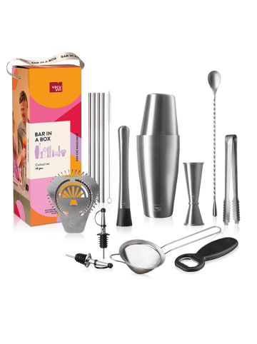 Vacu Vin 14-delige cocktailset zilverkleurig