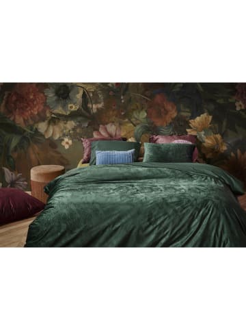 At Home Fluwelen beddengoedset "Plants" groen