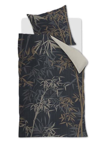 Ambiante Satin-Bettwäsche-Set ''Kay'' in Dunkelblau/ Beige