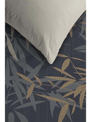 Ambiante Satin-Bettwäsche-Set ''Kay'' in Dunkelblau/ Beige