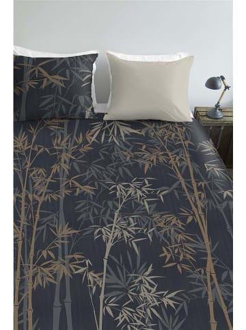 Ambiante Satin-Bettwäsche-Set ''Kay'' in Dunkelblau/ Beige