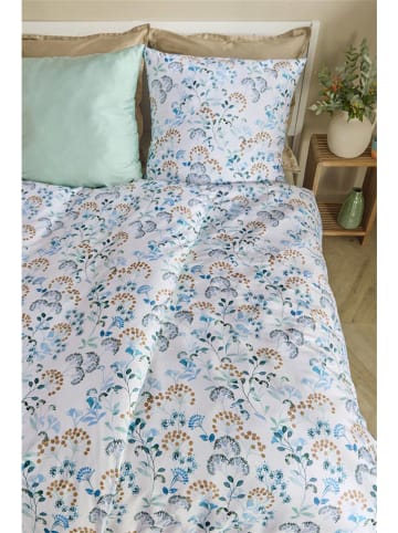 Beddinghouse Satin-Bettwäsche-Set "Hedwig" in Weiß/ Hellblau