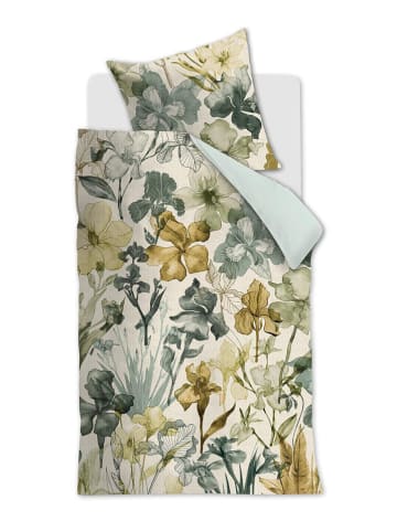 Beddinghouse Satin-Bettwäsche-Set "Iris" in Creme/ Grün