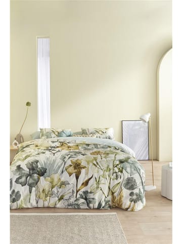 Beddinghouse Satin-Bettwäsche-Set "Iris" in Creme/ Grün