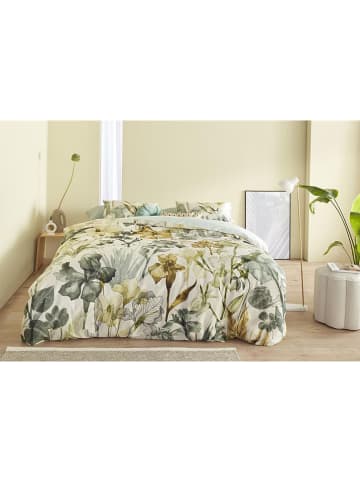 Beddinghouse Satin-Bettwäsche-Set "Iris" in Creme/ Grün