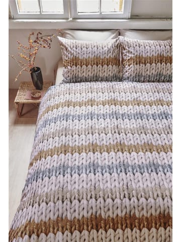 Beddinghouse Renforcé-Bettwäsche-Set "Warm Stripes" in Beige/ Hellbraun/ Hellblau