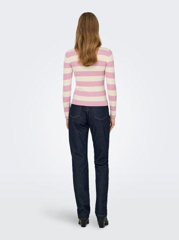 JDY Pullover in Rosa/ Weiß