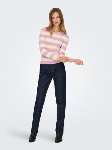 JDY Pullover in Rosa/ Weiß