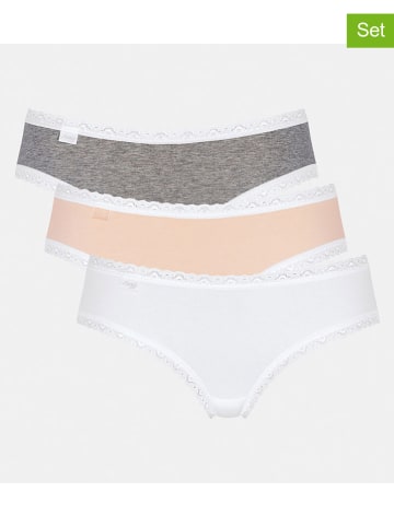 Sloggi 3er-Set: Pantys ''Weekend'' in Weiß/ Rosa/ Grau