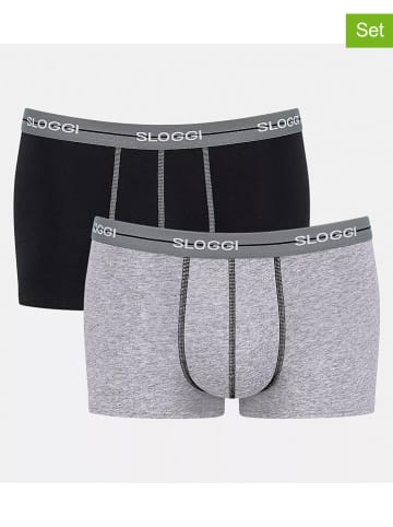 Sloggi 2er-Set: Boxershorts "Start" in Schwarz/ Grau