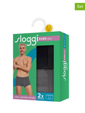 Sloggi 2er-Set: Boxershorts in Schwarz/ Grau
