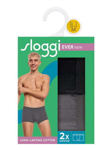 Sloggi 2er-Set: Boxershorts in Schwarz/ Grau