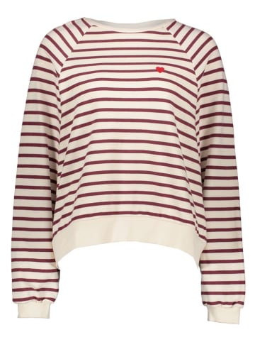 Pieces Sweatshirt in Beige/ Rot