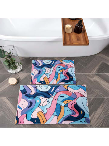 Elizabed Dywaniki łazienkowe (2 szt.) w kolorze niebiesko-różowym