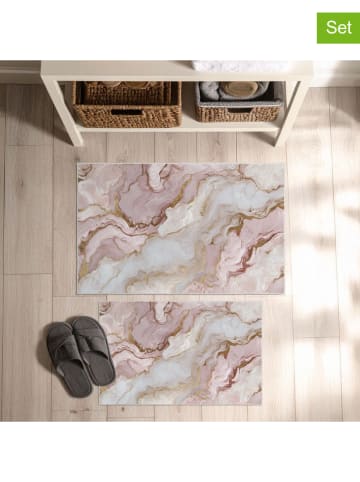 Elizabed 2er-Set: Badvorleger in Beige/ Rosa