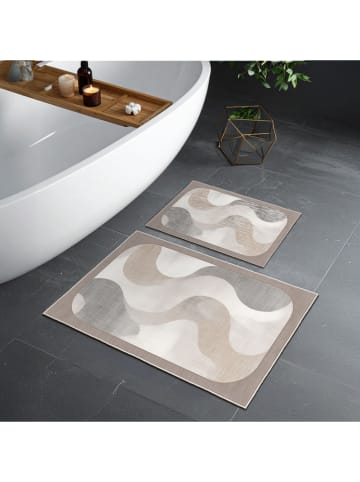 Elizabed Dywaniki łazienkowe (2 szt.) w kolorze beżowo-szarym