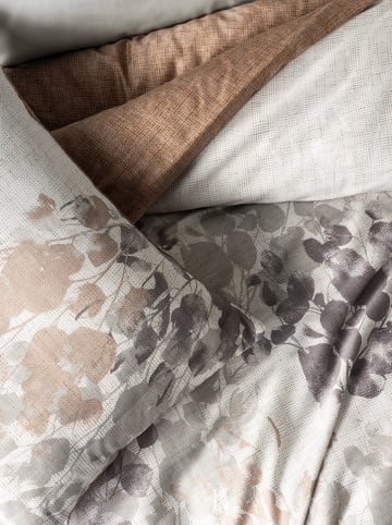 Elizabed Satin-Bettwäsche-Set in Hellgrau/ Hellbraun