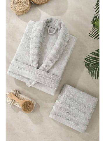 Elizabed 2tlg. Set: Bademantel in Hellgrau
