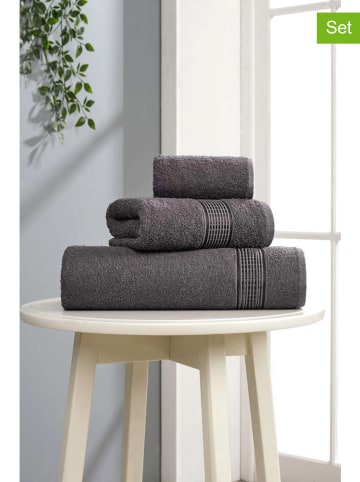 Elizabed 3tlg. Frottierwaren-Set "Ezgi" in Anthrazit