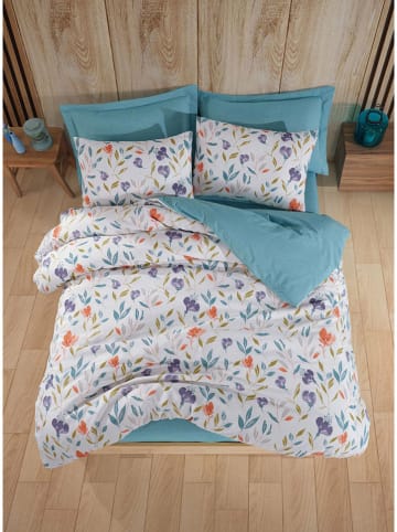 Elizabed Komplet pościeli "Floral" w kolorze biało-fioletowo-pomarańczowym