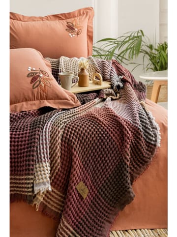 Elizabed 4tlg. Set: Bettüberwurf und Kissenhüllen in Rot/ Creme