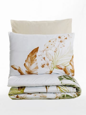 Elizabed Satin-Bettwäsche-Set in Beige/ Weiß