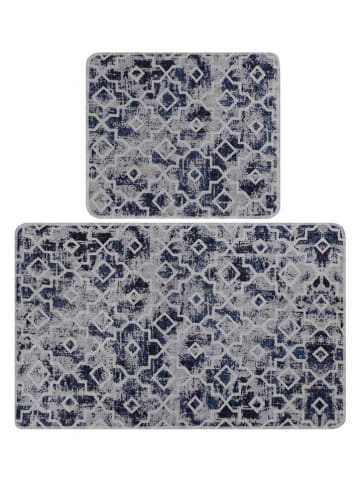 Elizabed 2er-Set: Badvorleger in Dunkelblau/ Grau