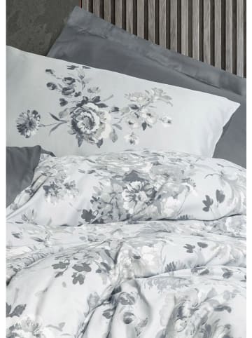Elizabed Satijnen beddengoedset grijs/wit