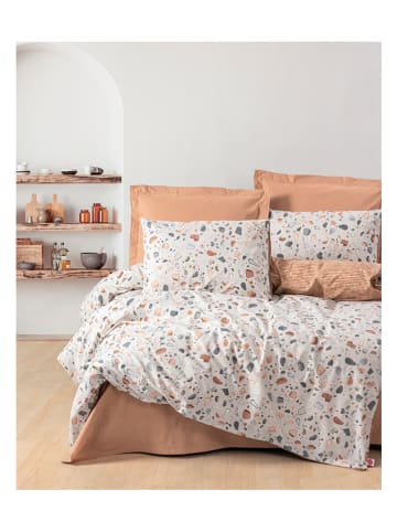 Elizabed Renforcé-Bettwäsche-Set in Hellbraun/ Weiß