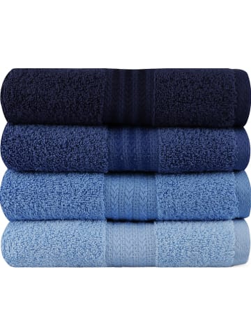 Elizabed 4-delige set: badhanddoeken lichtblauw/blauw/donkerblauw