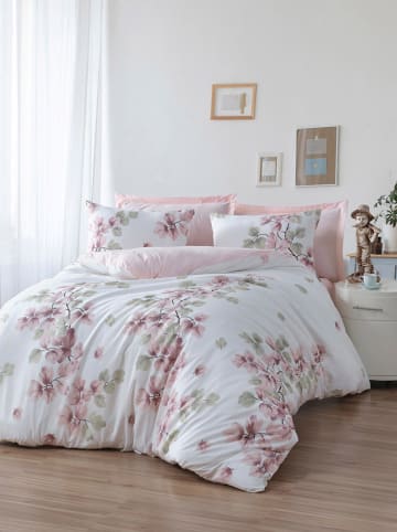 Elizabed Beddengoedset "Spring" wit/lichtroze/groen