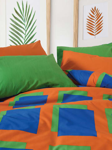 Elizabed Renforcé-Bettwäsche-Set in Orange/ Grün/ Blau