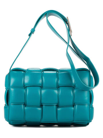 Bottega Veneta Leder-Umhängetasche in Türkis - (B)24 x (H)18 x (T)8 cm