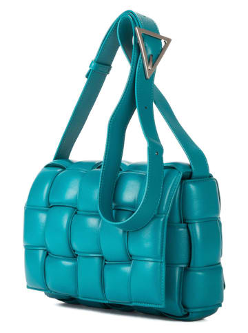 Bottega Veneta Skórzana torebka w kolorze turkusowym - 24 x 18 x 8 cm
